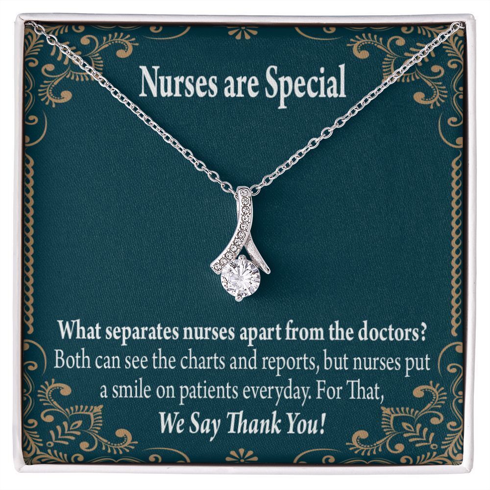 Nurses are Special Ribbon Necklace Silver Tone Standard Box
